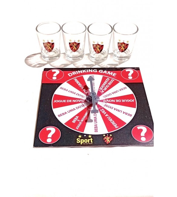 Jogo 4 Copos Shot Vidro 25ml Com Roleta - Sport